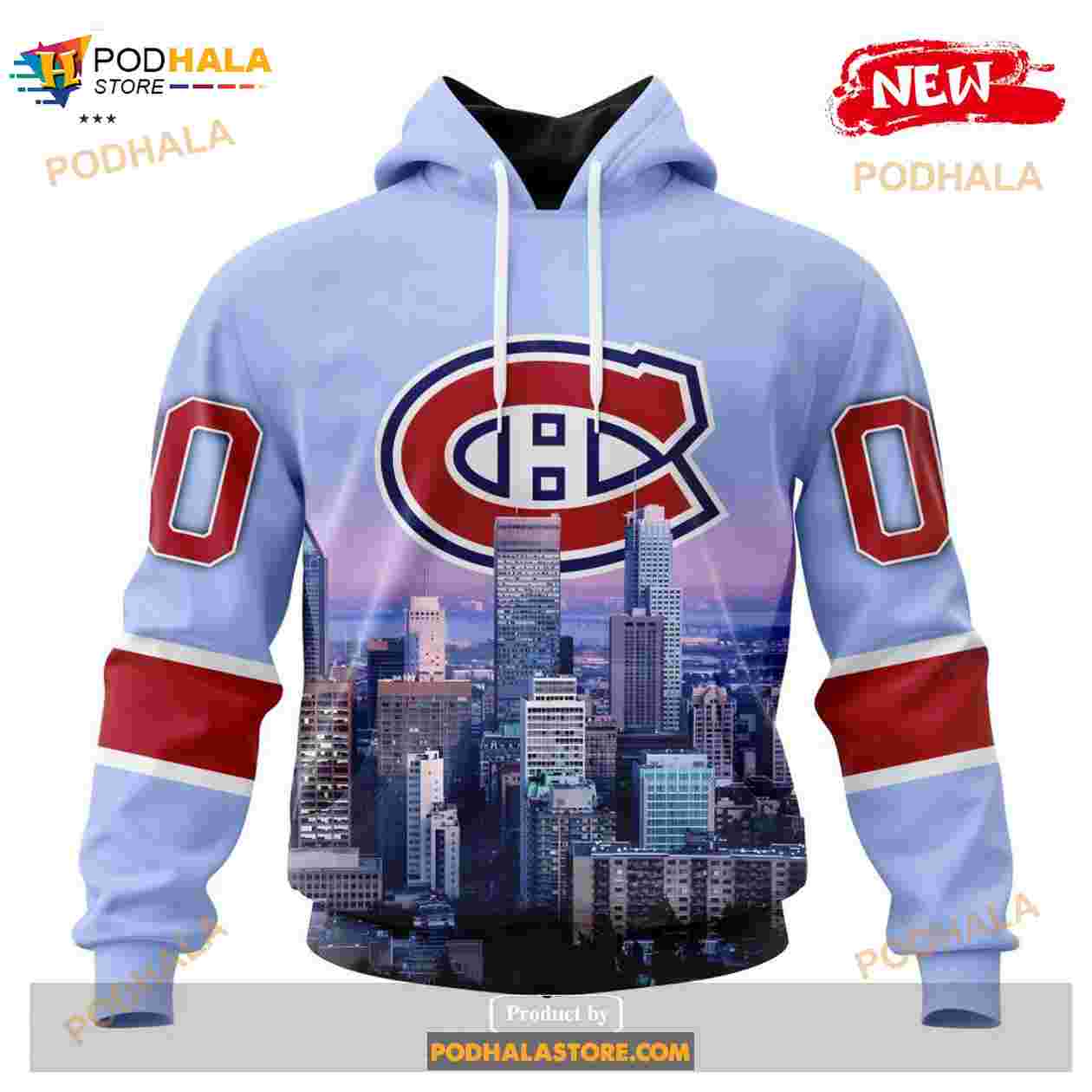 NHL Montreal Canadiens Custom Name Number Blue 2022 Reverse Retro Jersey  Pullover Hoodie