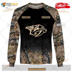 Custom Nhl Nashville Predators Hunting Camouflage Design Hoodie Sweatshirt Shirt 3d 4
