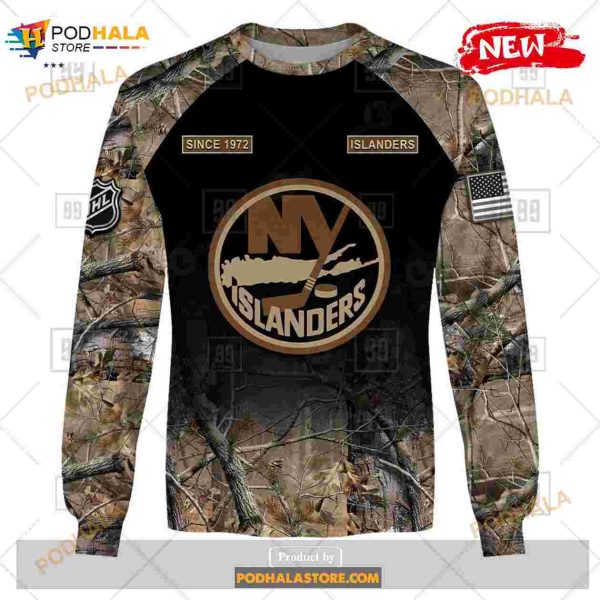Custom NHL New York Islanders Hunting Camouflage Design Hoodie Sweatshirt Shirt 3D