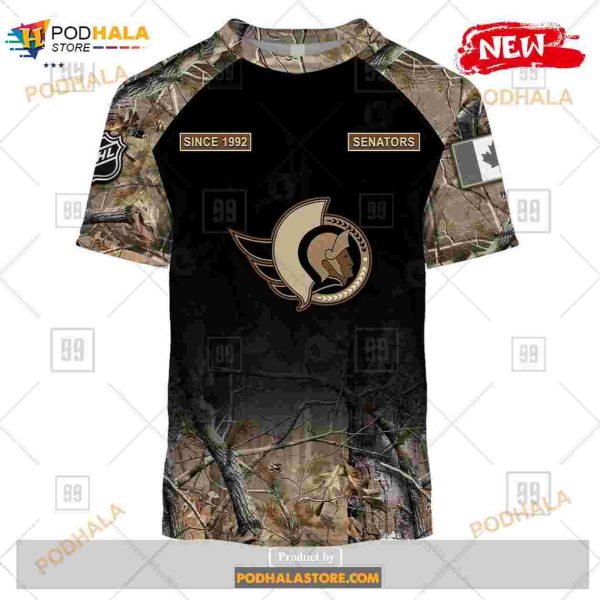 Custom NHL Ottawa Senators Hunting Camouflage Design Hoodie Sweatshirt Shirt 3D