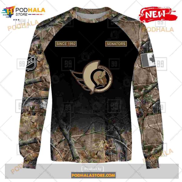 Custom NHL Ottawa Senators Hunting Camouflage Design Hoodie Sweatshirt Shirt 3D