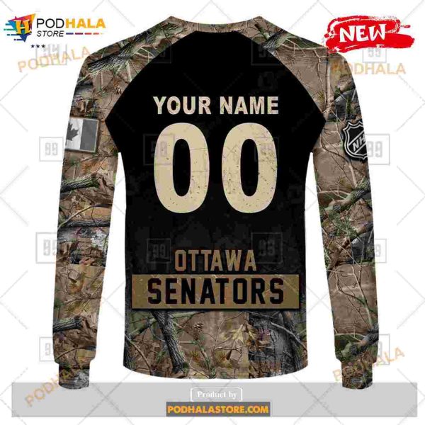 Custom NHL Ottawa Senators Hunting Camouflage Design Hoodie Sweatshirt Shirt 3D