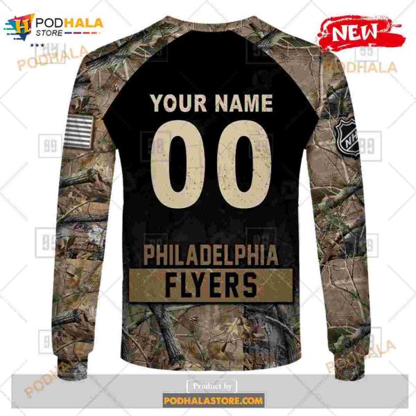 Custom NHL Philadelphia Flyers Hunting Camouflage Design Hoodie Sweatshirt Shirt 3D