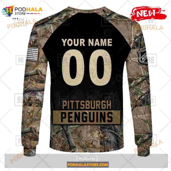 Custom NHL Pittsburgh Penguins Hunting Camouflage Design Hoodie Sweatshirt Shirt 3D