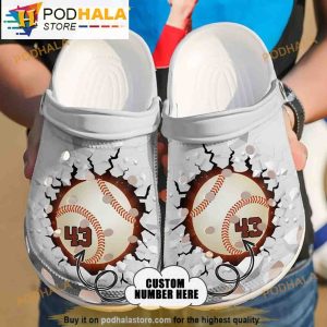 Custom Number Baseball 3D Crocs Clog Shoes