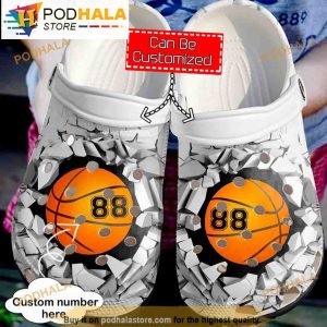 Custom & Number Broken Wall Basketball Gifts Clogband 3D Crocs