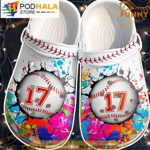Custom Number Colorful Paint Baseball Crocband 3D Crocs