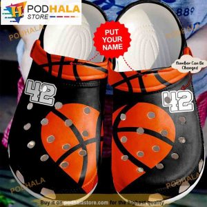 Custom & Number Heart Basketball Clogband 3D Crocs Clog Shoes