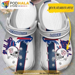 Custom Number Helmet Choose Love Buffalo Bills Crocband 3D Crocs