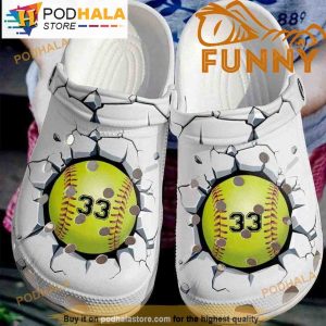 Custom Number Softball Broken Crocband 3D Crocs