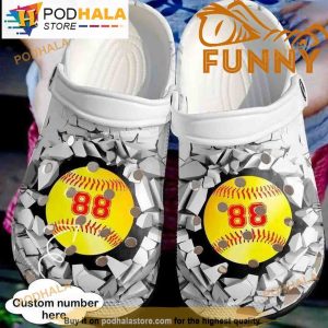 Custom Number Softball Broken Wall Crocband 3D Crocs