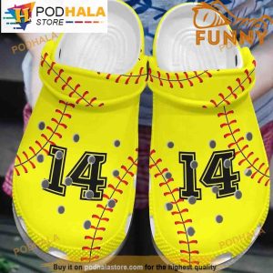 Custom Number Softball Yellow Crocband 3D Crocs