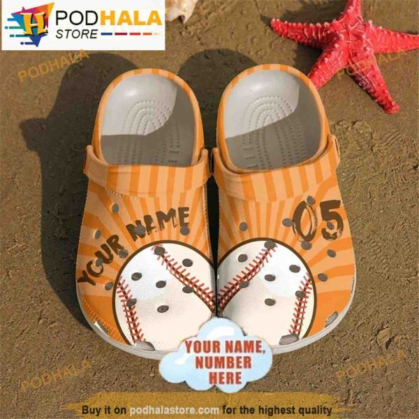 Custom Orange Baseball Crocband 3D Crocs Clog Shoes