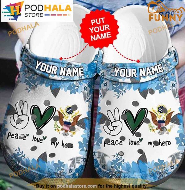 Custom Peace Love My Hero Army Crocband 3D Crocs