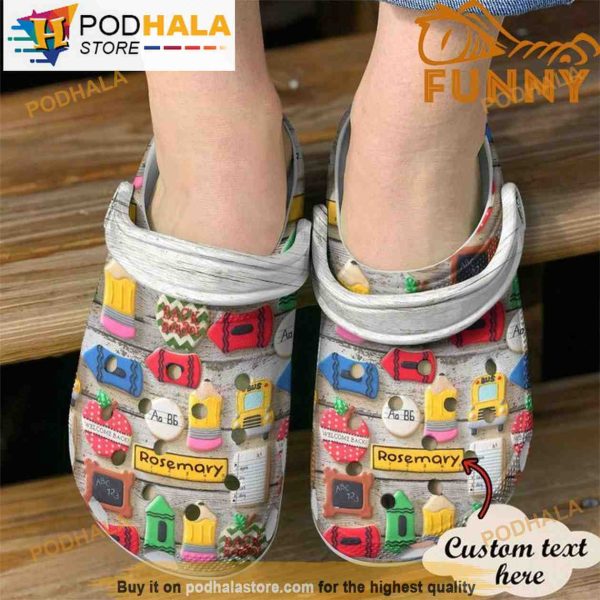 Custom Pencils Teacher Clogband 3D Crocs