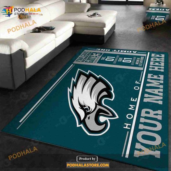 Custom Philadelphia Eagles Wincraft Custom NFL Team Logos Area Rug, Living Room Rug