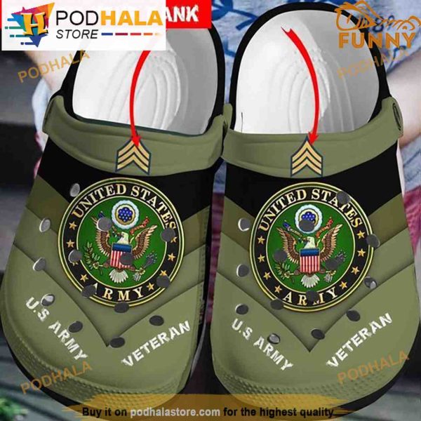 Custom Rank United States Army Green Crocband 3D Crocs