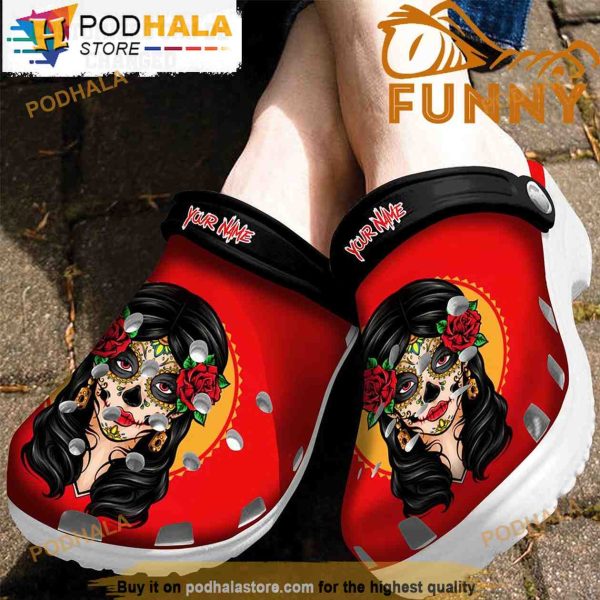 Custom Skull Girl Red Crocband 3D Crocs