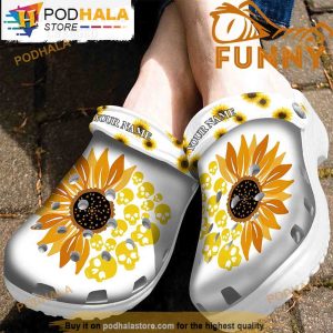 Custom Skull Sunflower White Crocband 3D Crocs