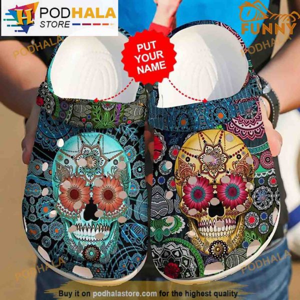 Custom Sugar Skull Crocband 3D Crocs Shoes
