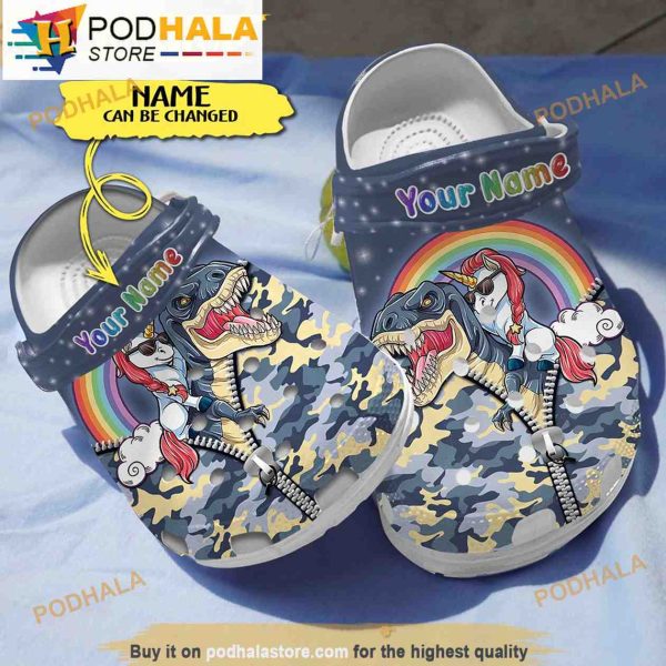 Custom Unicorn Riding Dinosaur Crocband 3D Crocs