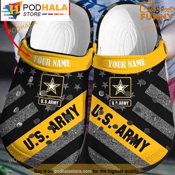 Custom Us Army Yellow And Black Crocband 3D Crocs