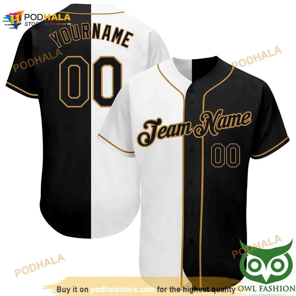 Custom Black Black-Old Gold Authentic Baseball Jersey Men's Size:3XL