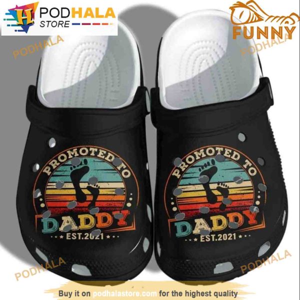 Customize Promoted To Daddy Black Crocband 3D Crocs