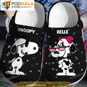 Cute Belle And Snoopy Crocband 3D Crocs Clog Shoes