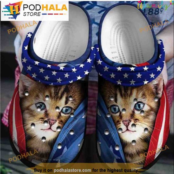 Cute Cat Usa 4th Of July Crocband 3D Crocs