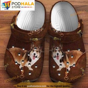Cute Corgi Leather Dog Crocband 3D Crocs