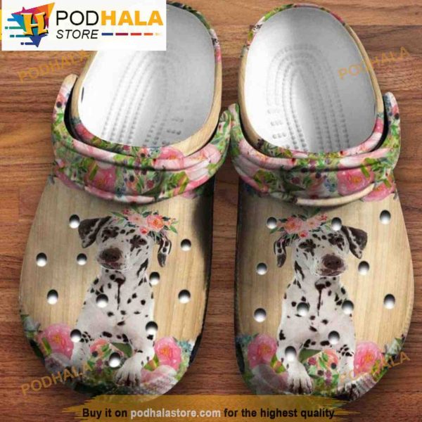 Cute Dalmatian Flower Wreathdalmatian Crocband 3D Crocs Clog Shoes