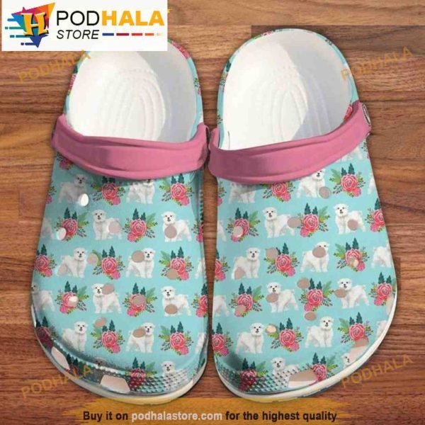 Cute Dog Westie Floral Crocband 3D Crocs