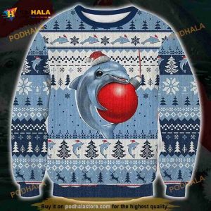 Cute Dolphin Ugly Christmas Sweater, Funny Xmas Gift