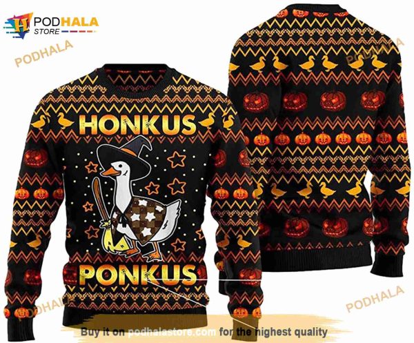 Cute Duck Honkus Ponkus Ugly Halloween Sweater Unisex 3D Print All Over Print Sweater