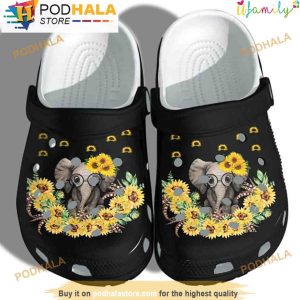 Cute Elephant Sunflower 3D Crocs, Funny Crocs