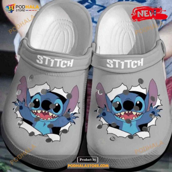 Cute Lilo Stitch Crocs Crocband In Gray Clog Comfortable Water Shoes