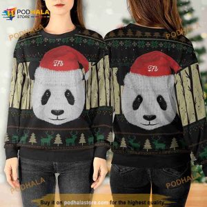 Cute Panda Santa Hat Sweatshirt 3D, Christmas Sweater 3D