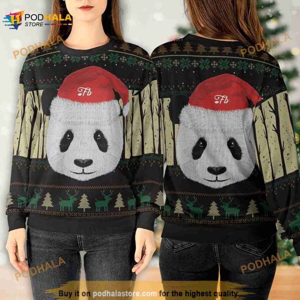 Cute Panda Santa Hat Sweatshirt 3D, Christmas Sweater 3D