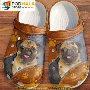 Cute Pug Dog Leather Paw Crocband 3D Crocs