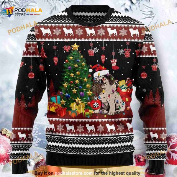 Cute Pug Merry Christmas Ugly Sweater Christmas 3D Sweater