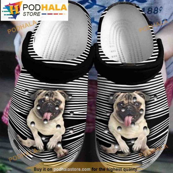 Cute Pug Stick Out Tongues Dog Crocband 3D Crocs