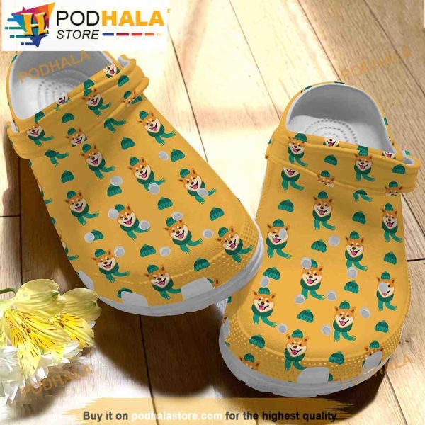 Cute Shiba Inu Wearing Winter Dog Crocband 3D Crocs