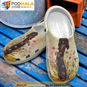 Dachshund Floral Dog Croc Shoes
