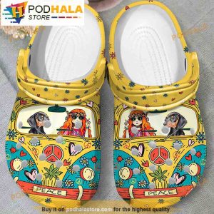 Dachshund Hippie Dog Gifts Crocband 3D Crocs