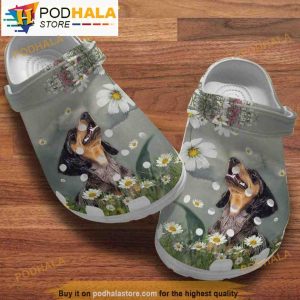 Dachshund With Daisy Flowers Dog Crocband 3D Crocs
