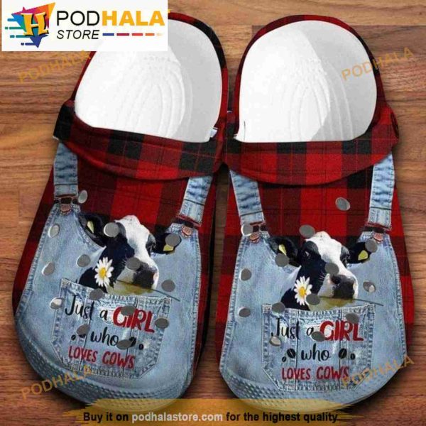 Dairy Cow Jean Pattern 3D Crocs, Funny Crocs