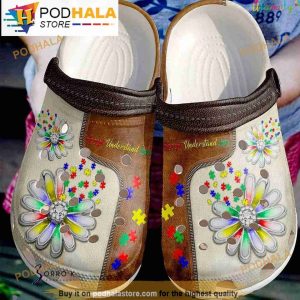 Daisy Flower Accept Understand Love Puzzle Pieces 3D Crocs