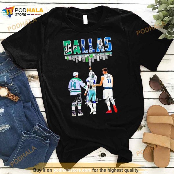 Dallas City Skyline Sports Team Players Signatures Shirt