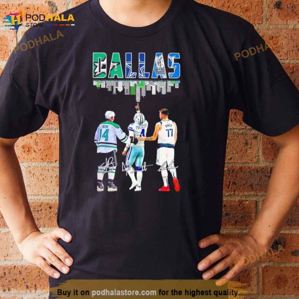 Dallas City Skyline Sports Team Players Signatures Shirt